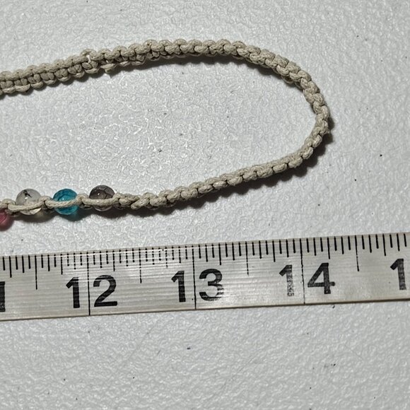 Handcrafted Macrame Necklace Multicolor Beads Rustic Button Closure Boho Jewelry - Picture 7 of 7